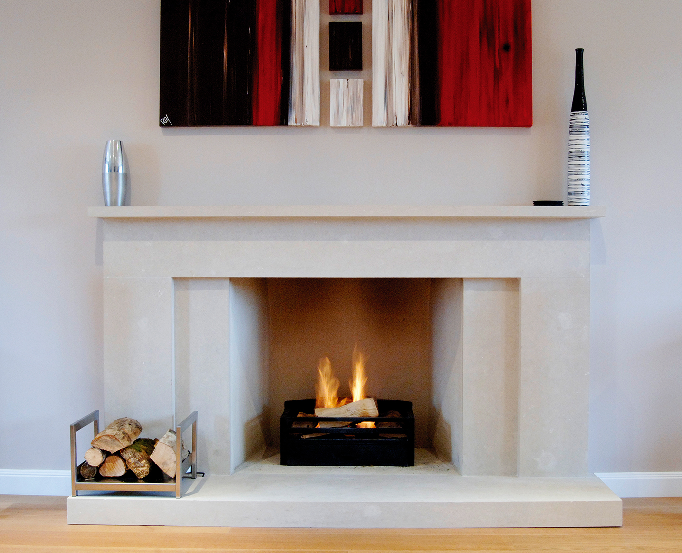 Templestone The Staton Modern Stone Fireplace